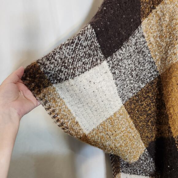 FALLS CREEK Mustard Yellow Brown Cream Tartan Plaid Reverse To Brown Cream Check - Picture 10 of 12